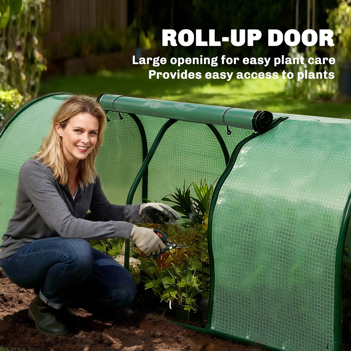 Mini Greenhouse With Zippered Doors, 79" x 39" x 32", Green Mini Greenhouses at Gallery Canada