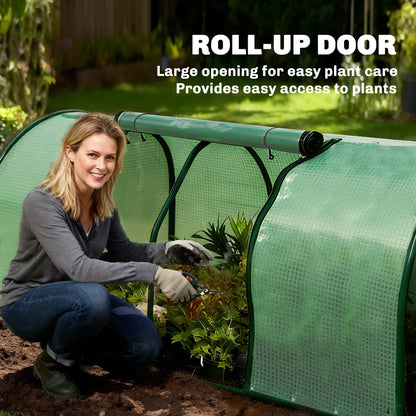 Mini Greenhouse With Zippered Doors, 79" x 39" x 32", Green Mini Greenhouses at Gallery Canada