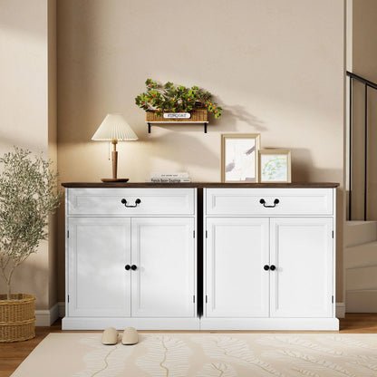 32" Buffet Cabinet, White Wood Grain, Farmhouse Sideboard, White Bar Cabinets at Gallery Canada
