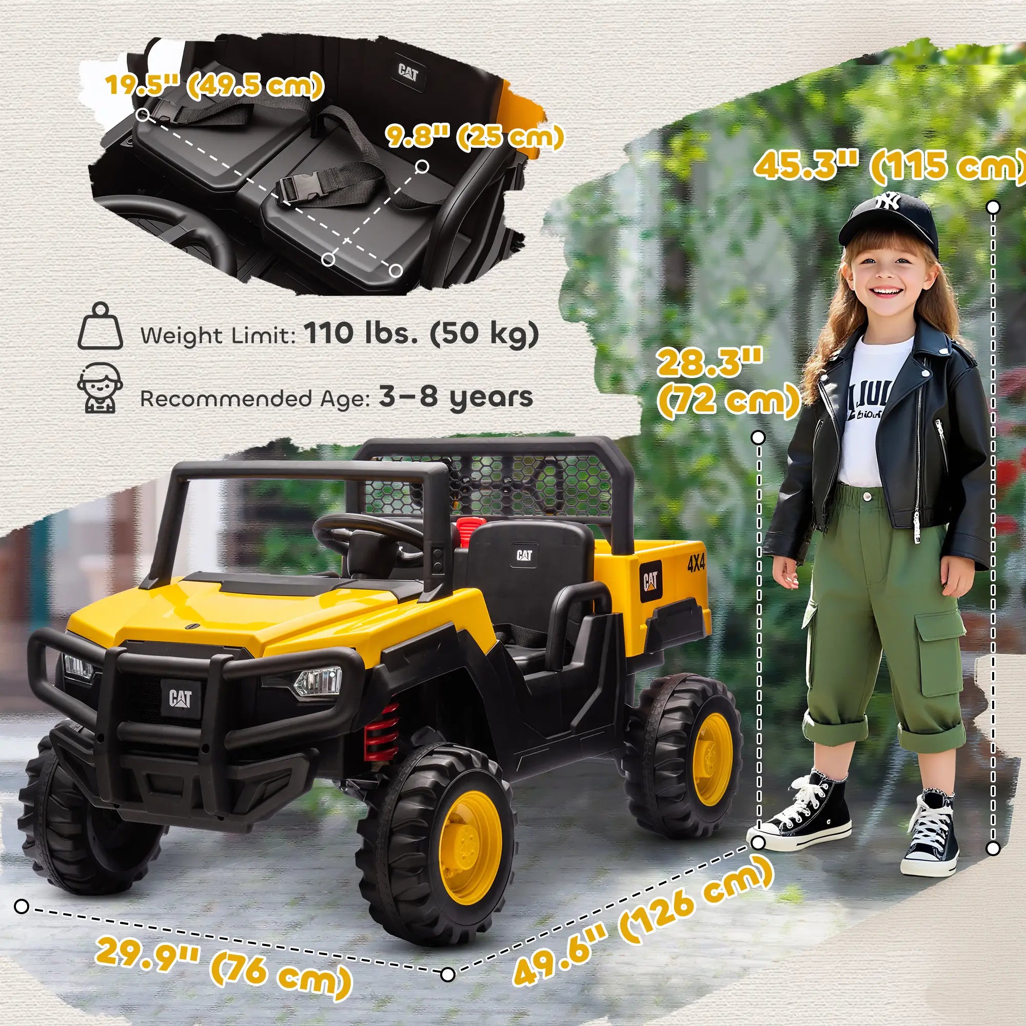 24V Kids Ride On Tractor, 4WD 2 Seater, Yellow Kids Ride-On Excavators at Gallery Canada