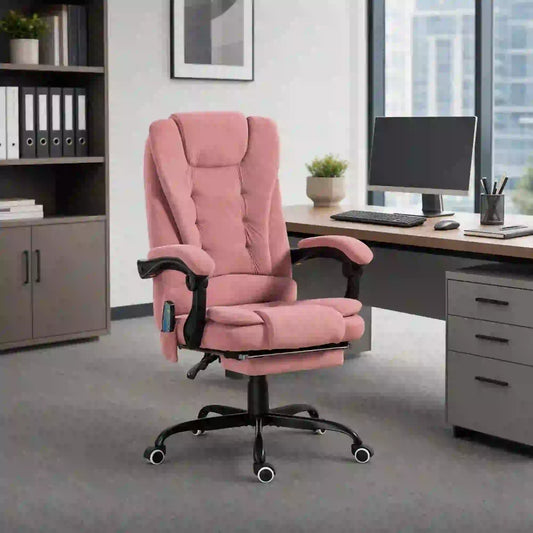 7-Point Vibrating Massage Chair, Reclining with Footrest, Pink Massage Chairs Pink at Gallery Canada
