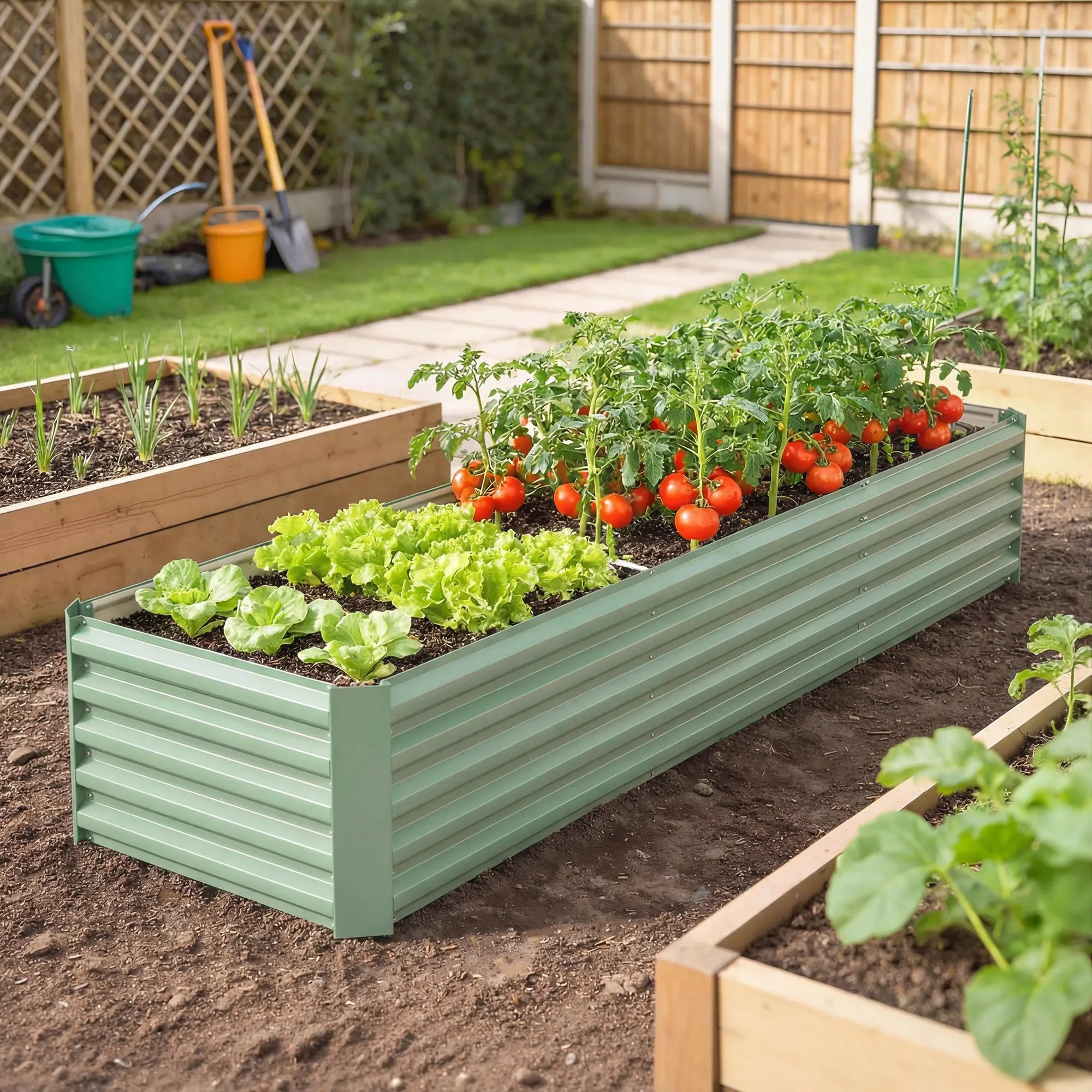 8 x 2.6 x 1.5ft Galvanized Raised Garden Bed, Light Green Planter Box, Light Green Galvanized Planter Boxes at Gallery Canada