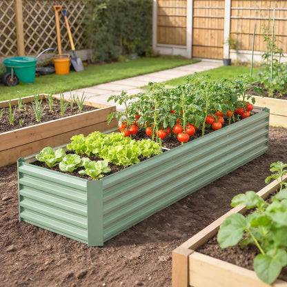 8 x 2.6 x 1.5ft Galvanized Raised Garden Bed, Light Green Planter Box, Light Green Galvanized Planter Boxes at Gallery Canada