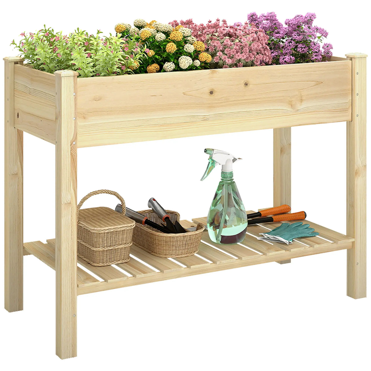Elevated Planter Box With Legs, Storage Shelf, Raised Garden Bed, Natural Elevated Garden Beds at Gallery Canada