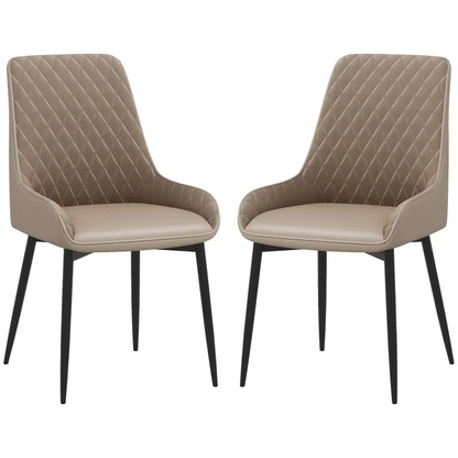 Modern Dining Chairs Set of 2, PU Leather, Metal Legs, Khaki Dining Chairs at Gallery Canada