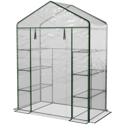 56” x 29” x 77” Walk-In Greenhouse, 4 Tier Shelves, Roll Up Door, Transparent Walk In Greenhouses at Gallery Canada
