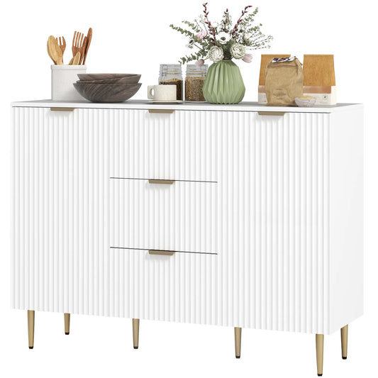 Modern Kitchen Storage Cabinet, 3 Drawers, Adjustable Shelves, White Bar Cabinets White at Gallery Canada