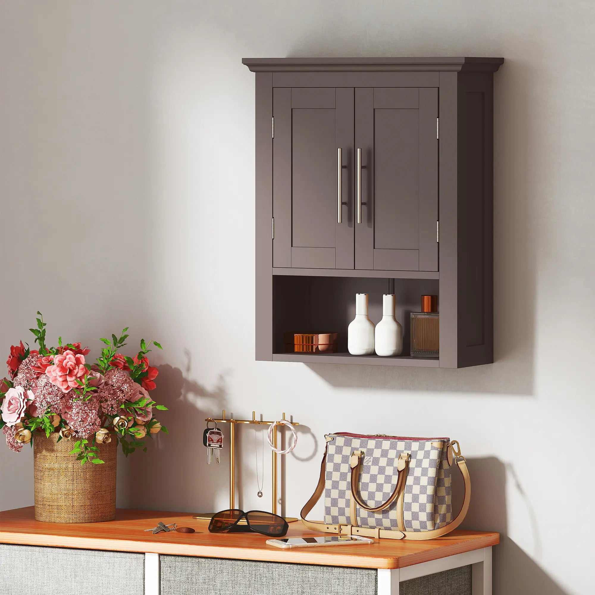 Bathroom Wall Cabinet, Medicine Cabinet with Shelf, Brown Bathroom Cabinets at Gallery Canada