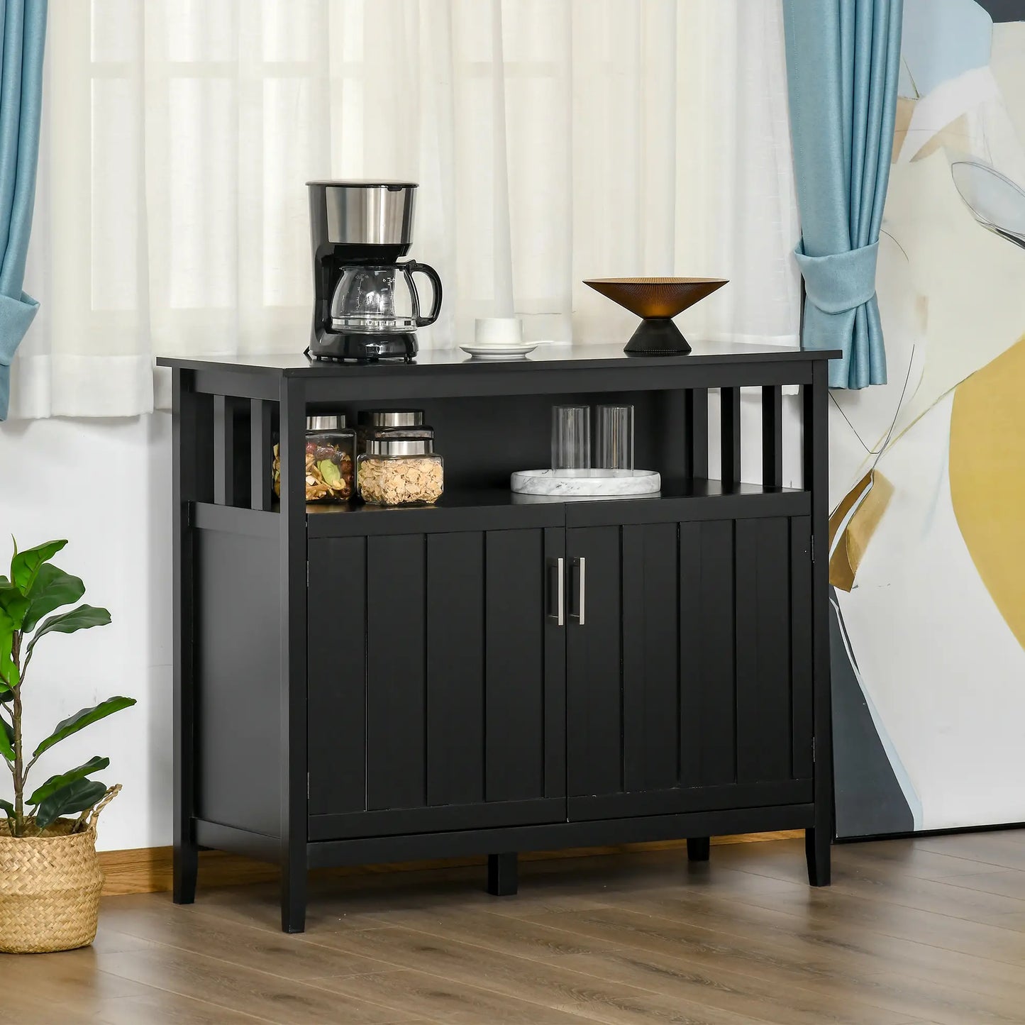 Sideboard Buffet, 2 Doors, Adjustable Shelves, Kitchen Dining, Black Bar Cabinets at Gallery Canada