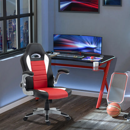 Racing Gaming Chair, PU Leather, Adjustable Height, Flip Up Armrest, Red Video Game Chairs at Gallery Canada