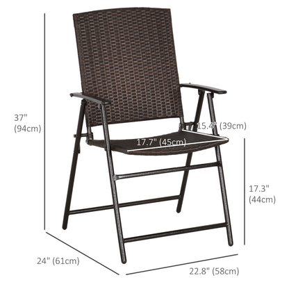 Wicker Dining Chair Set of 4, Foldable, Steel Frame, Brown Patio Chairs at Gallery Canada