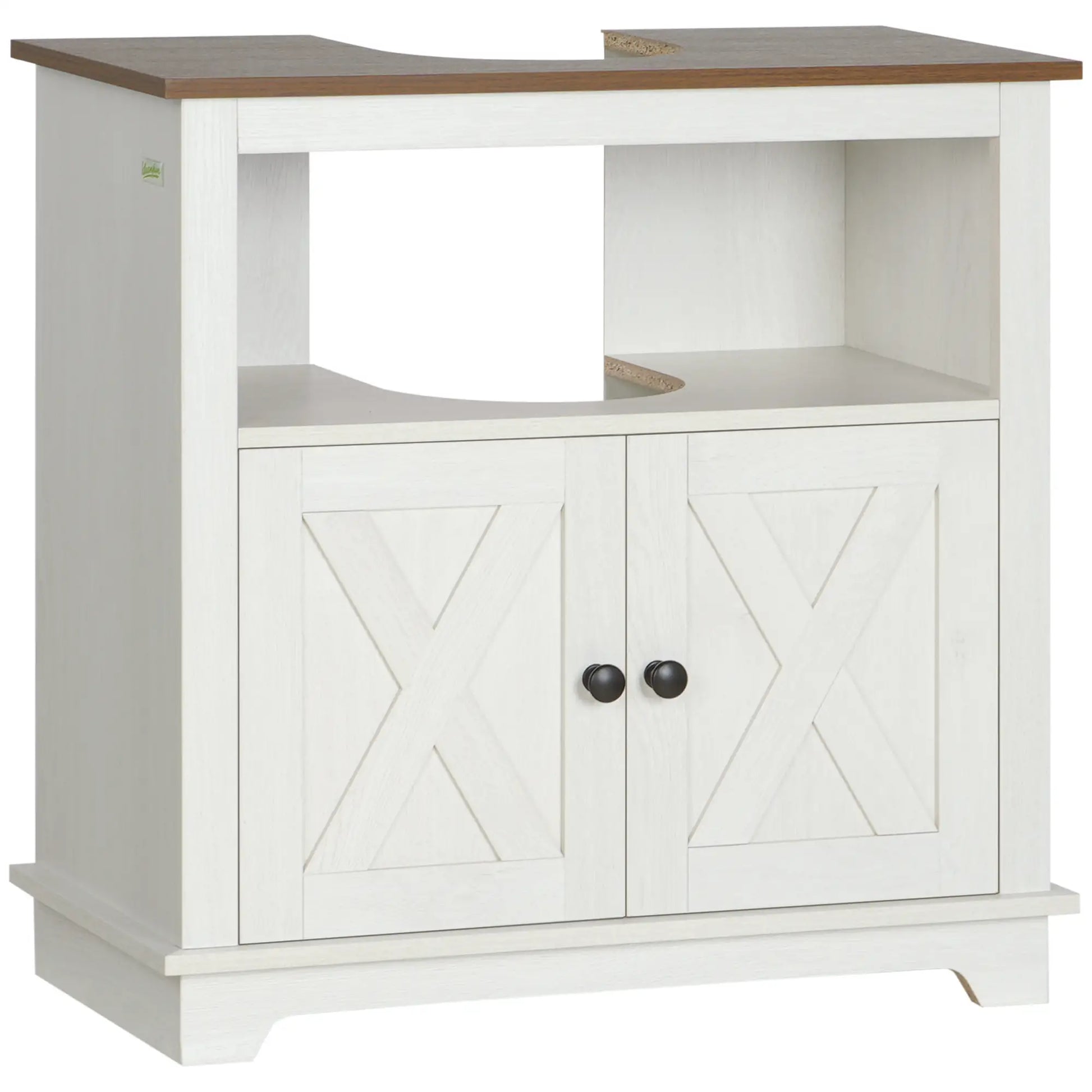 Farmhouse Bathroom Sink Cabinet, Double Door Storage, White Bathroom Cabinets White, Walnut at Gallery Canada