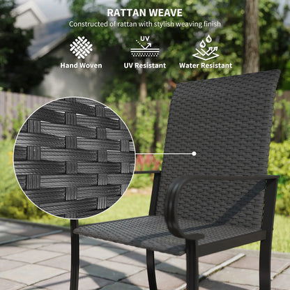 2 PE Rattan Patio Dining Chairs, Steel Frame, Garden, Backyard, Black Patio Chairs at Gallery Canada