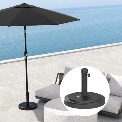 48 Lbs Patio Umbrella Base, Round HDPE, For 1.5" Or 1.9" Poles, Φ18.9" X 15.2" H, Black Umbrella Bases at Gallery Canada