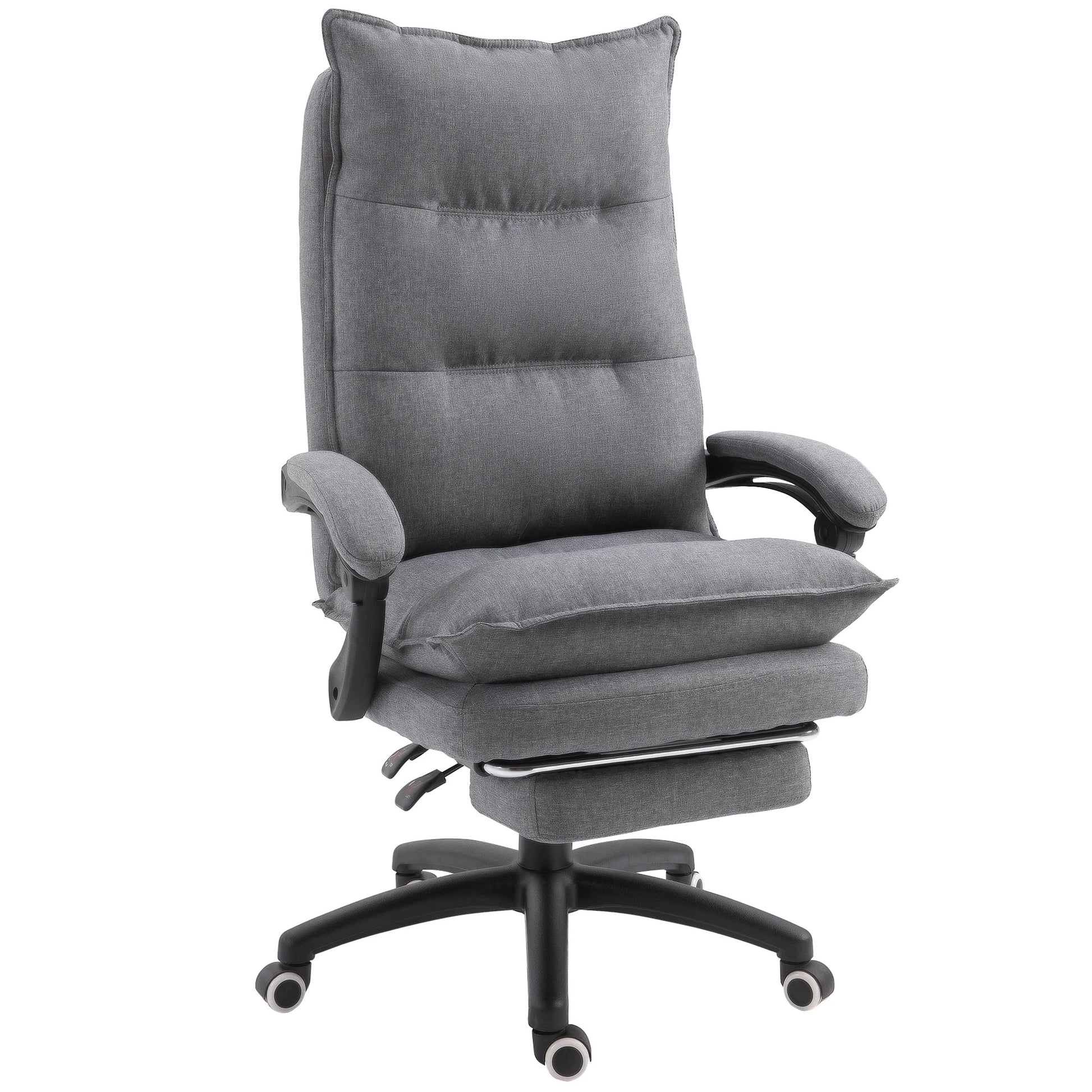 Adjustable Height Office Chair, 360° Swivel, Retractable Footrest, Grey Executive & Manager Chairs Grey at Gallery Canada