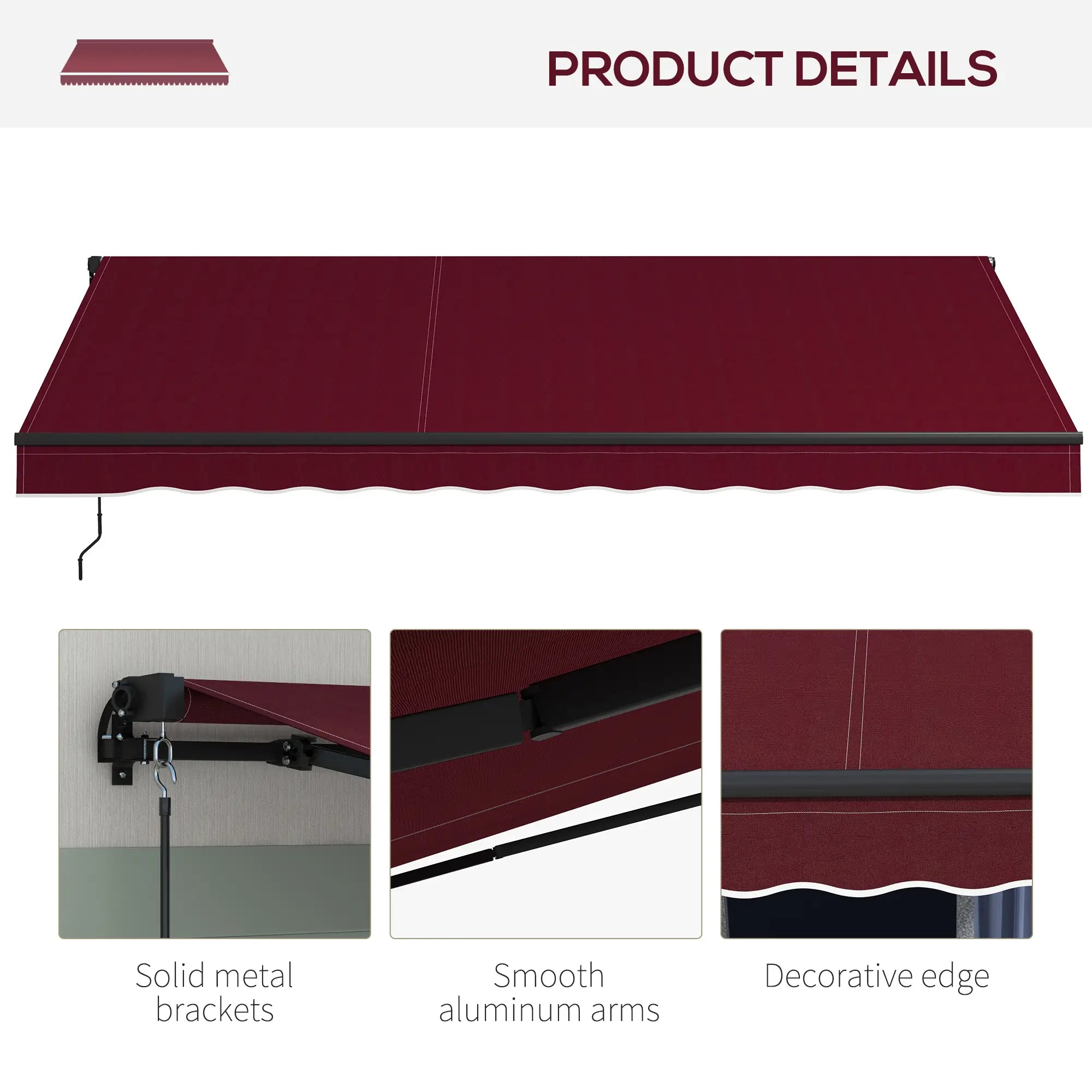13' x 10' Retractable Awning, UV Resistant Sunshade, Wine Red Window Awnings at Gallery Canada