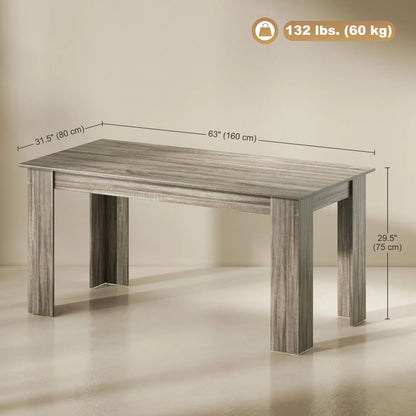 63 Inch Kitchen Table for 4-6 People, Wood Effect Dining Table, Grey Dining Tables at Gallery Canada
