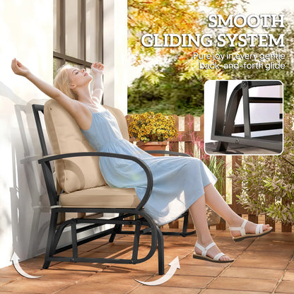 2-Person Outdoor Glider Chair, Steel Frame With Cushions, Khaki Outdoor Gliders at Gallery Canada