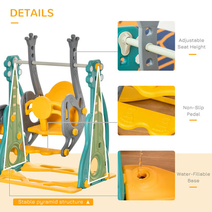 4-in-1 Kids Slide, Swing Set, Basketball Hoop, Adjustable Seat Gym Sets & Swings at Gallery Canada