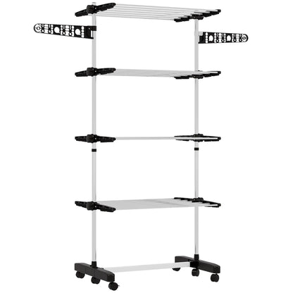 Stainless Steel Folding Clothes Drying Rack, Side Wings, Castors, Indoor Outdoor, Black Bath Accessories at Gallery Canada
