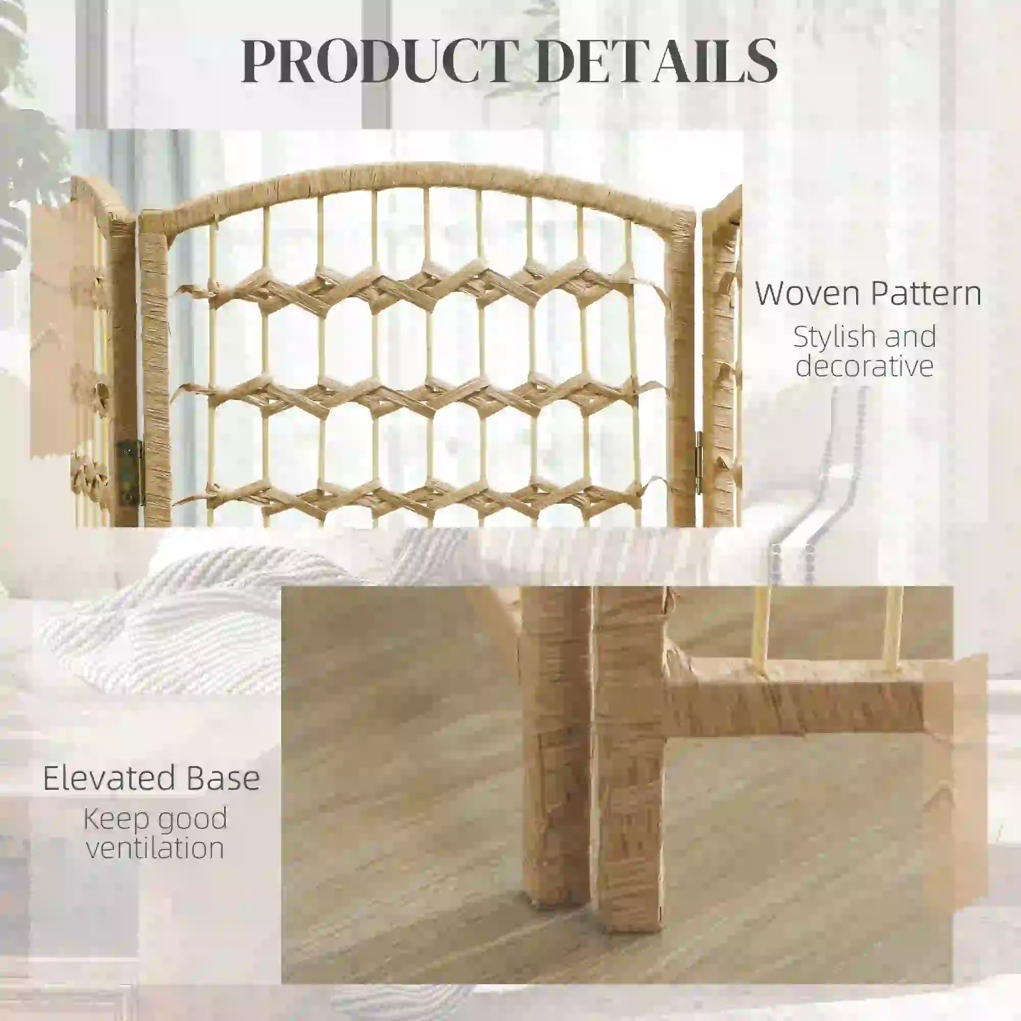 8 Panel Folding Room Divider, Portable Privacy Screen, Natural Room Dividers at Gallery Canada