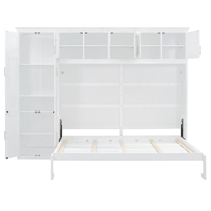 Murphy Bed with Cabinets, Space-Saving Design, 117.5" L x 16" W x 88" H, White Bed Frames at Gallery Canada