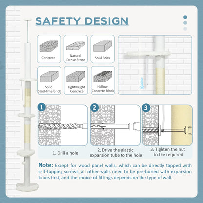88.5"-100.5" Floor to Ceiling Cat Tree, Scratching Posts, Cloud Platforms, Dangling Balls, White Floor to Ceiling Cat Trees at Gallery Canada