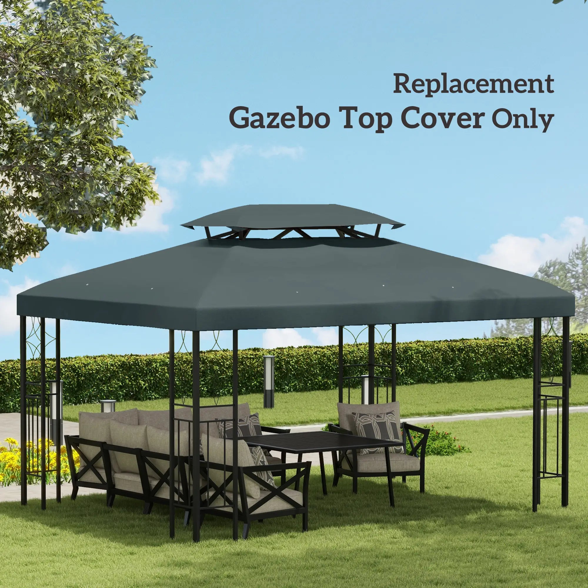 13' x 10' Gazebo Replacement Canopy, 2 Tier Top UV Cover, Grey Gazebo Canopy Replacement at Gallery Canada