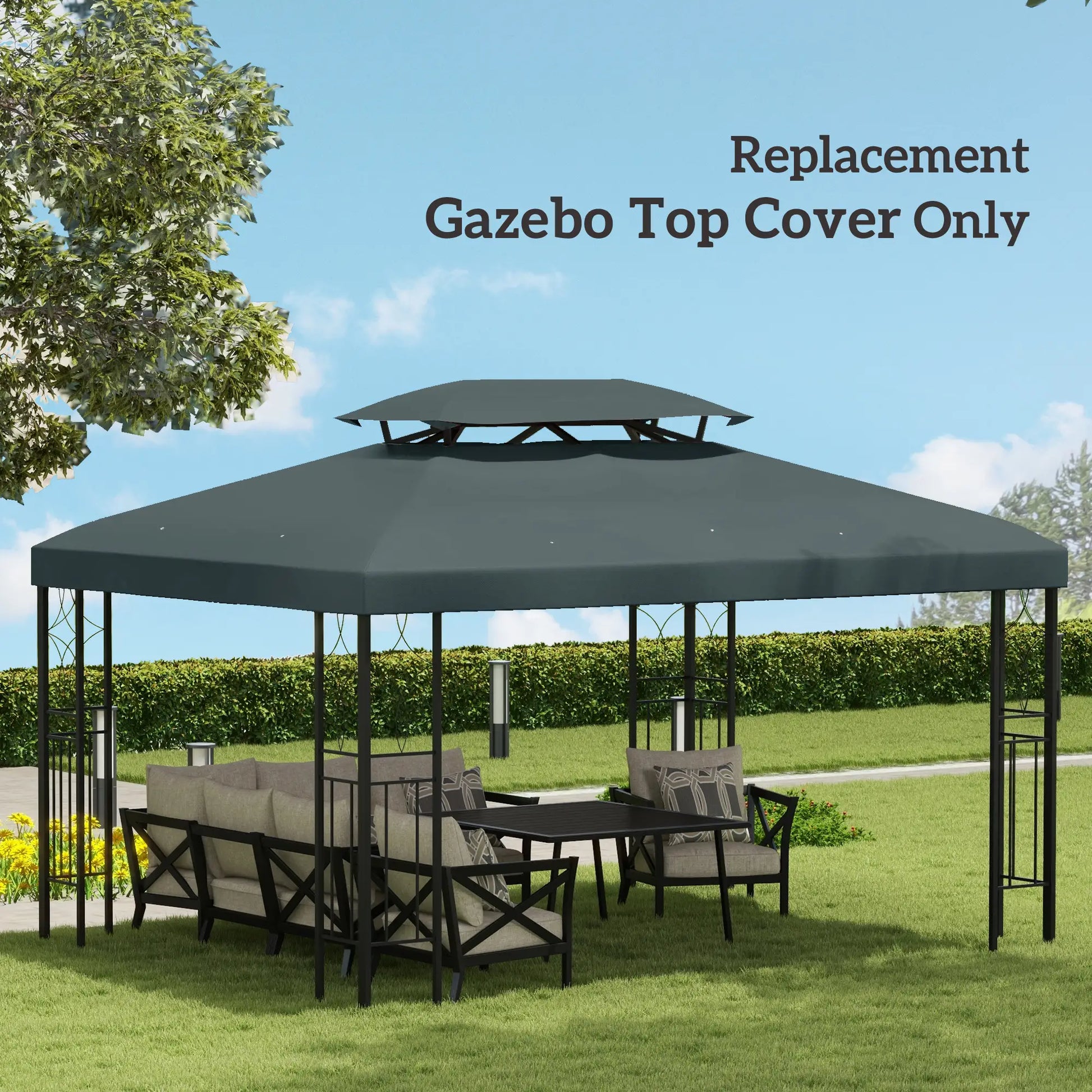 13' x 10' Gazebo Replacement Canopy, 2 Tier Top UV Cover, Grey Gazebo Canopy Replacement at Gallery Canada