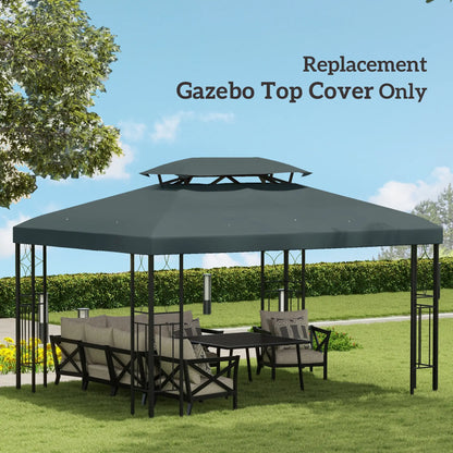 13' x 10' Gazebo Replacement Canopy, 2 Tier Top UV Cover, Grey Gazebo Canopy Replacement at Gallery Canada