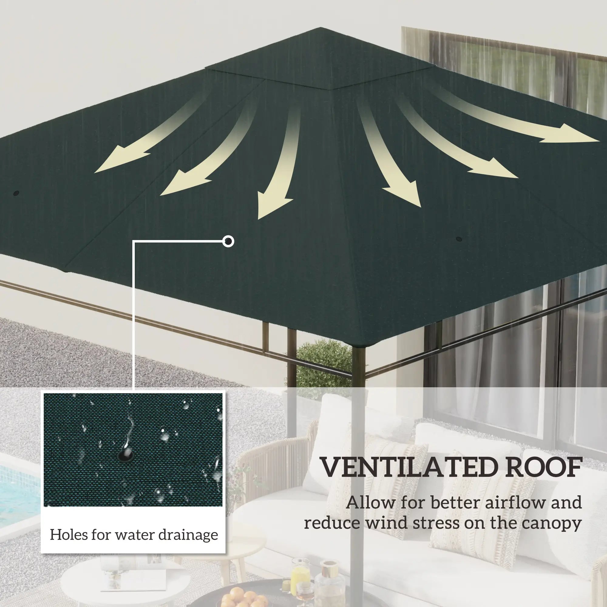 10' x 10' Square Gazebo Canopy, UV Protected, Sun Shade, Grey Gazebo Canopy Replacement at Gallery Canada