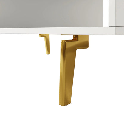 LED Coffee Table, Glass Top with Storage, 43.5" L x 21.5" W x 15.5" H, White Coffee Tables at Gallery Canada