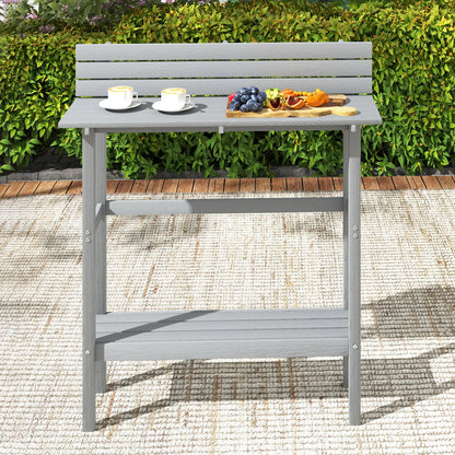 110cm Rectangle Outdoor Bar Table, Slatted Top, Grey Patio Dinning Tables at Gallery Canada