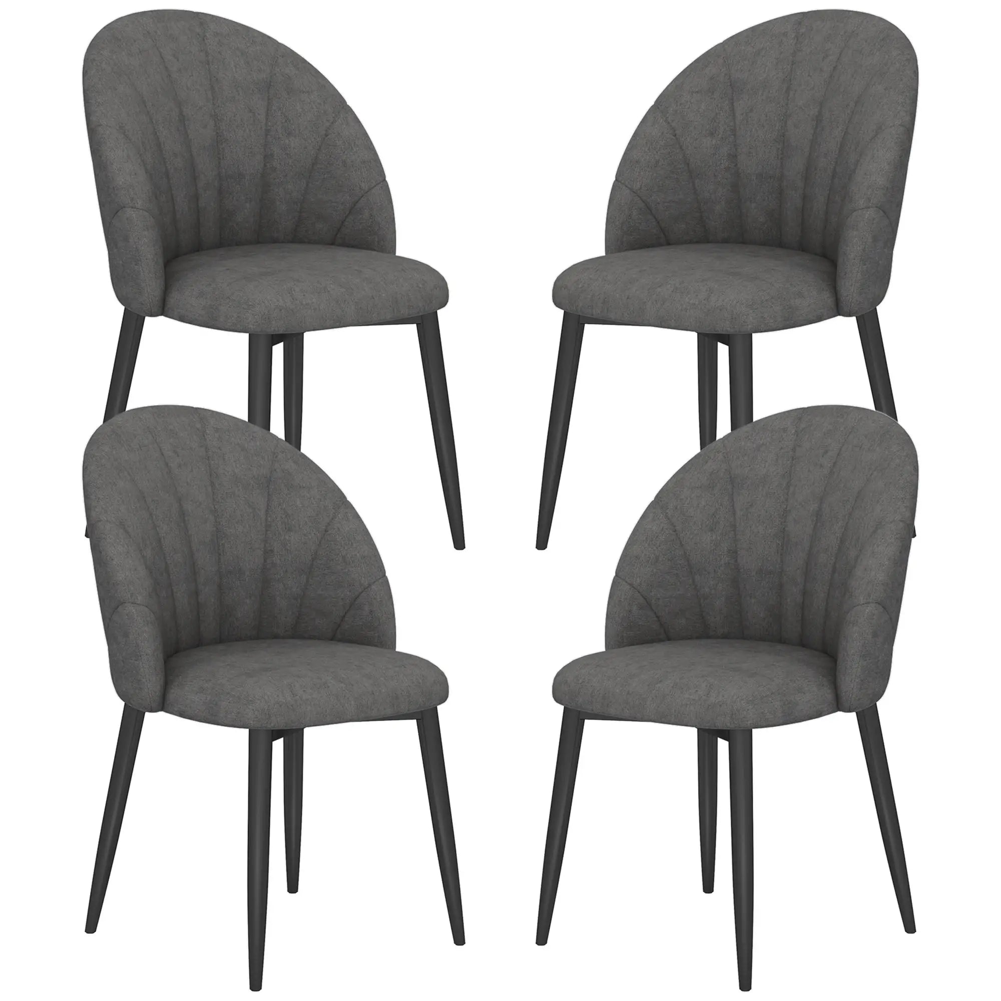 Modern Dining Chairs Set of 4, Upholstered, Metal Legs, Dark Grey Dining Chairs Charcoal Grey, Black at Gallery Canada