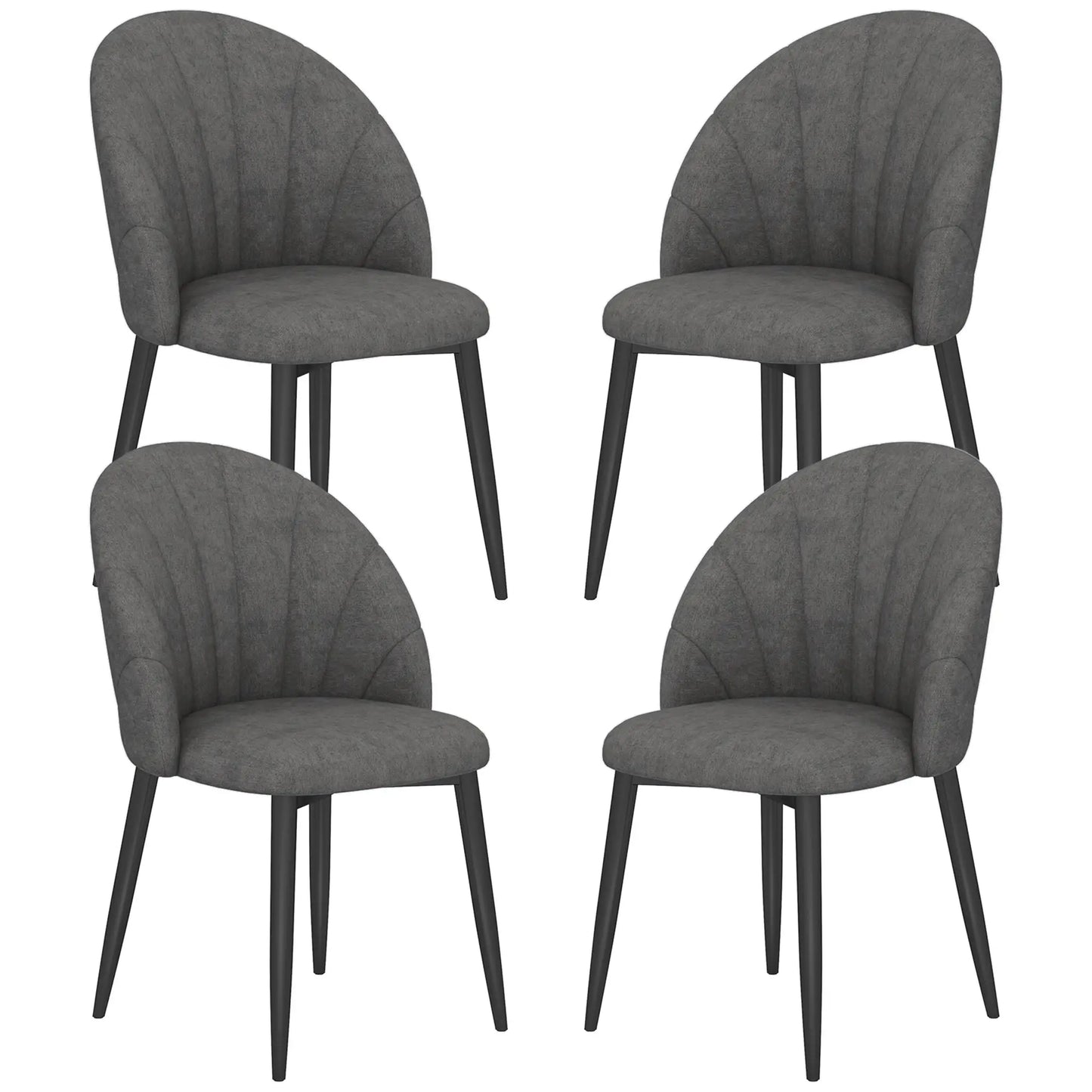 Modern Dining Chairs Set of 4, Upholstered, Metal Legs, Dark Grey Dining Chairs Charcoal Grey, Black at Gallery Canada