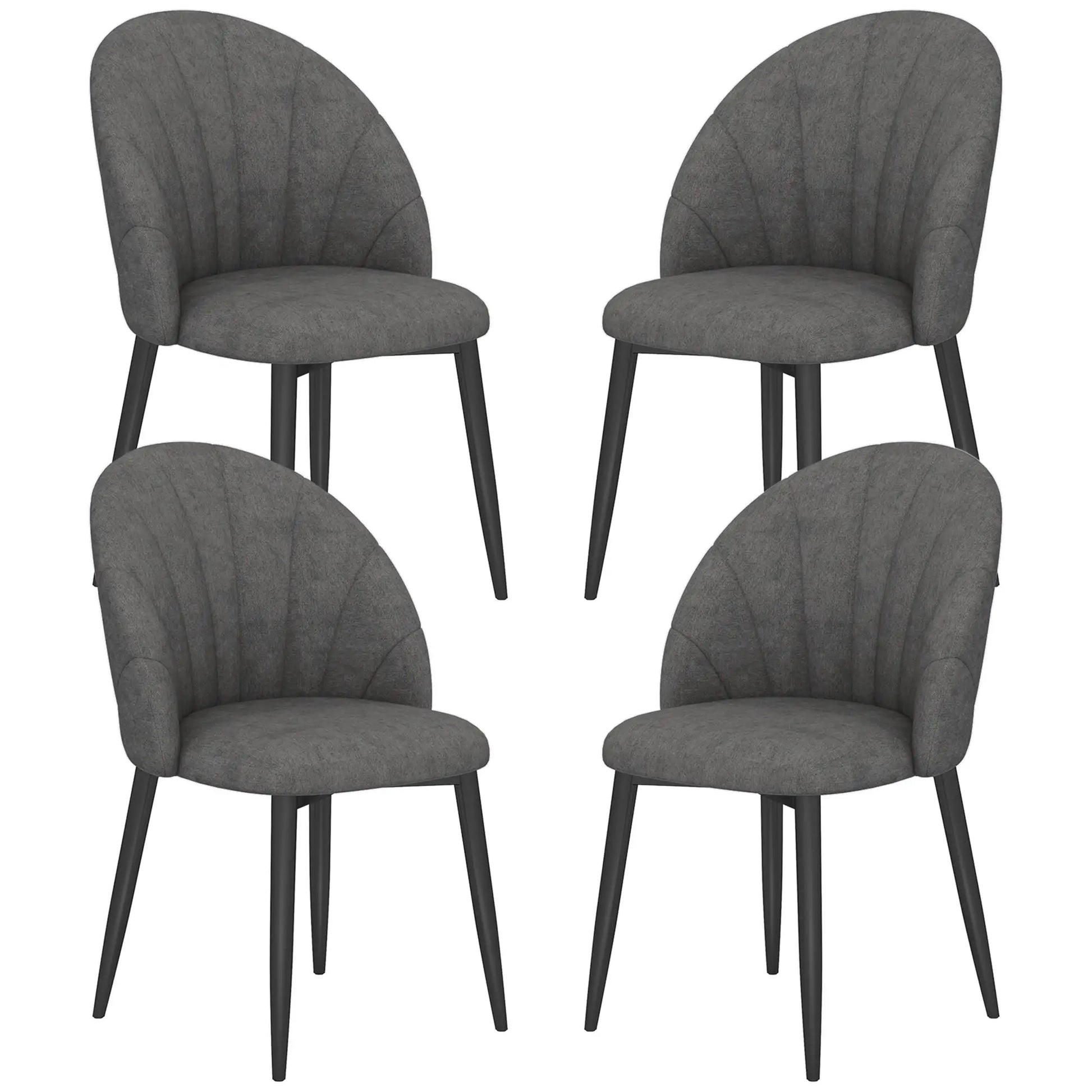 Modern Dining Chairs Set of 4, Upholstered, Metal Legs, Dark Grey Dining Chairs Charcoal Grey, Black at Gallery Canada