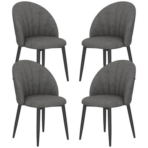 Modern Dining Chairs Set of 4, Upholstered, Metal Legs, Dark Grey