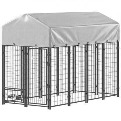 8' x 4' x 6' Outdoor Dog Kennel, Waterproof UV Resistant Cover Dog Kennels Silver at Gallery Canada