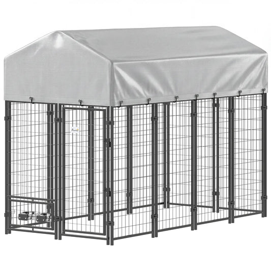 8' x 4' x 6' Outdoor Dog Kennel, Waterproof UV Resistant Cover Dog Kennels Silver at Gallery Canada