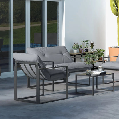 4-Piece Outdoor Furniture Set, Patio Set with Glass Table, Grey Patio Furniture Sets at Gallery Canada