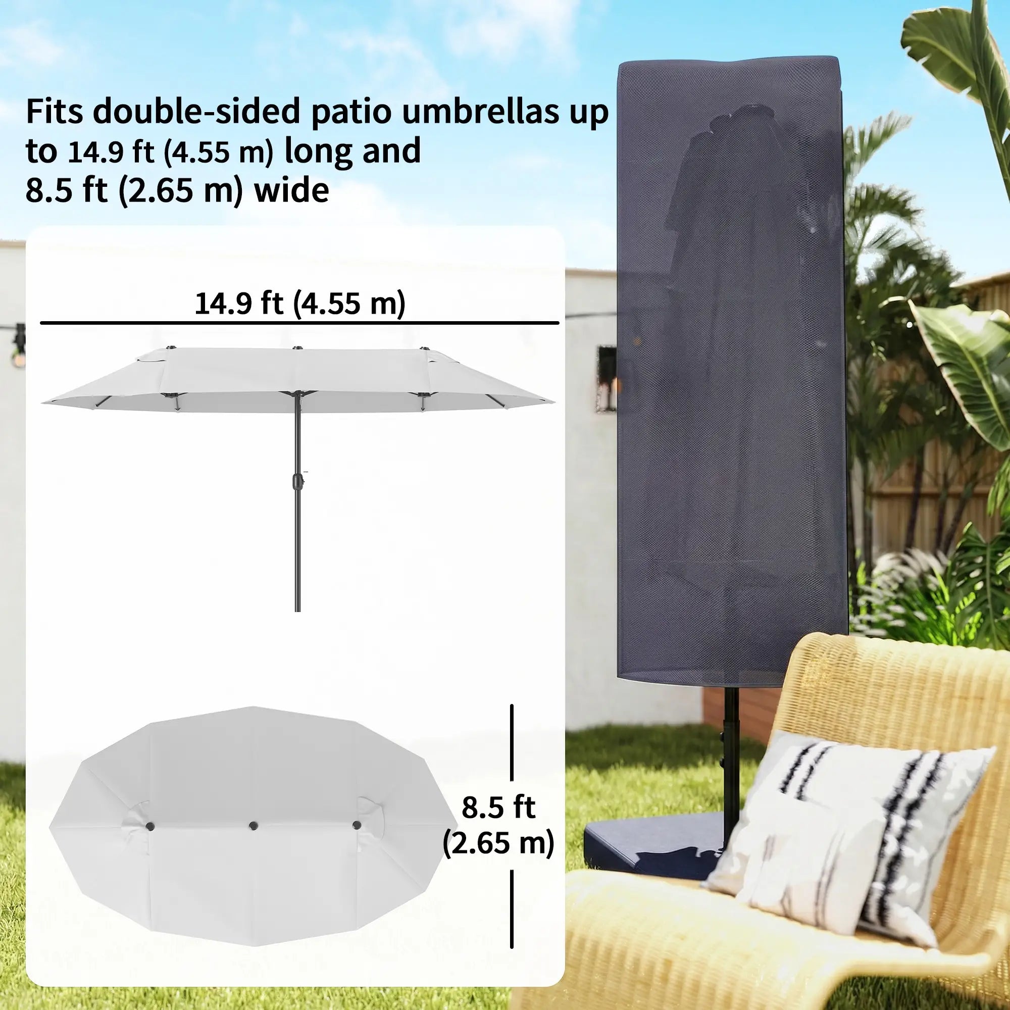 Garden Parasol Cover, Outdoor Cantilever Umbrella Cover, Dark Grey Umbrella Covers at Gallery Canada