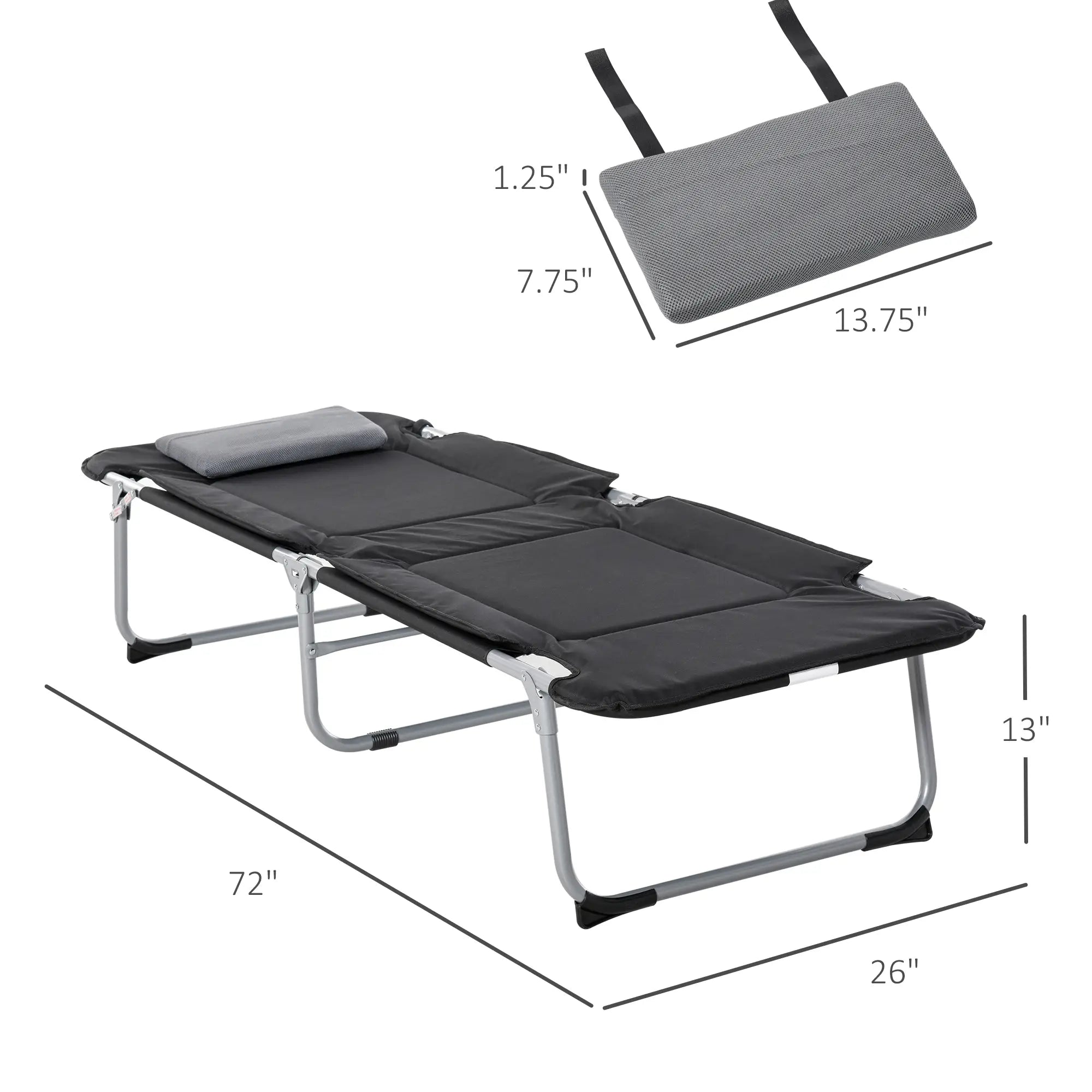 Folding Camping Cot, Sleeping Bed for Adults, Outdoor Hiking, Black Camping Cots at Gallery Canada
