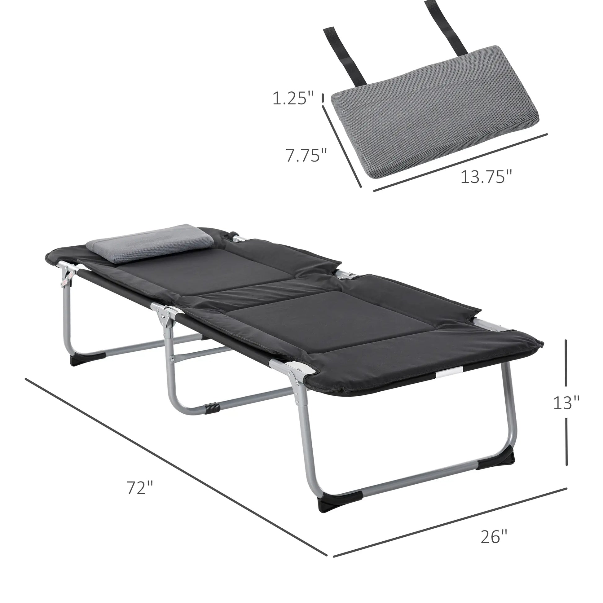 Folding Camping Cot, Sleeping Bed for Adults, Outdoor Hiking, Black Camping Cots at Gallery Canada