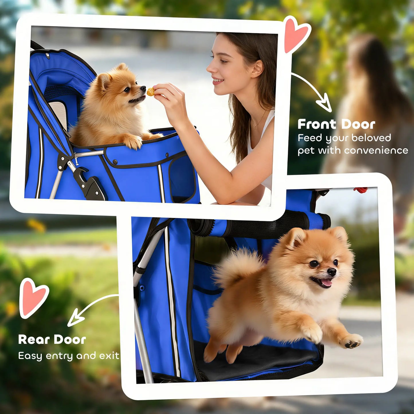 Foldable Pet Stroller, 360° Swivel Wheels, Reflective Strips, Blue Dog Bike Trailers & Strollers at Gallery Canada