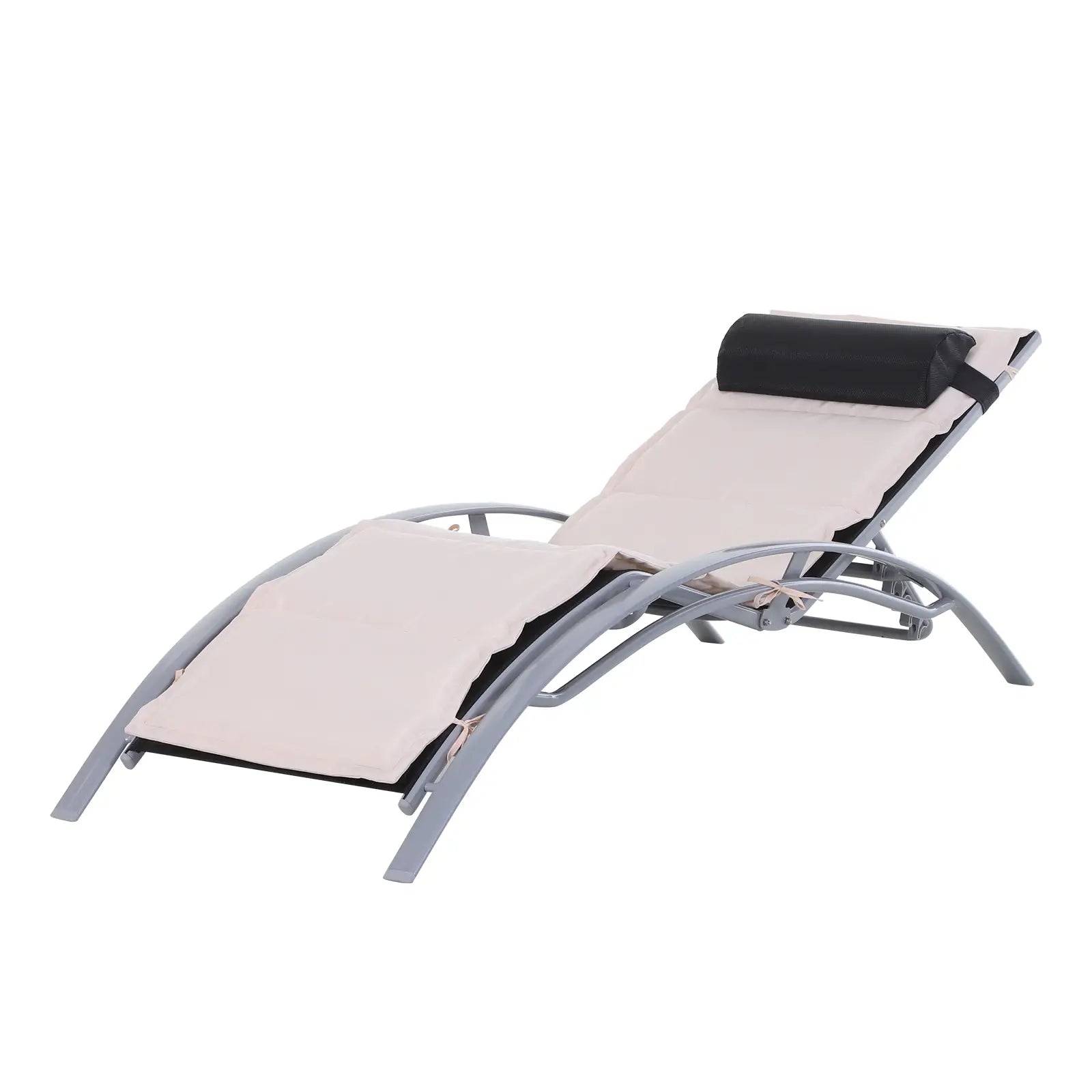 Aluminum Patio Tanning Chair, Soft Padded Seat, Adjustable Backrest, Beige Lounger Chairs at Gallery Canada