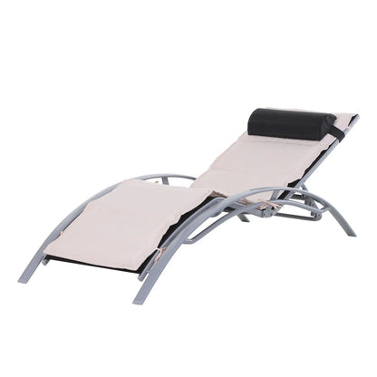 Aluminum Patio Tanning Chair, Soft Padded Seat, Adjustable Backrest, Beige Lounger Chairs at Gallery Canada