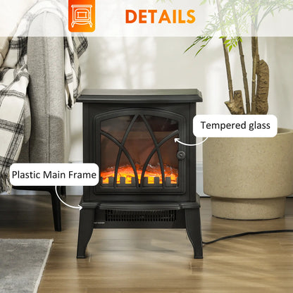 Electric Fireplace Heater, Freestanding Stove, Realistic Flame, Overheat Protection, 750W/1500W, Black Electric Fireplaces at Gallery Canada