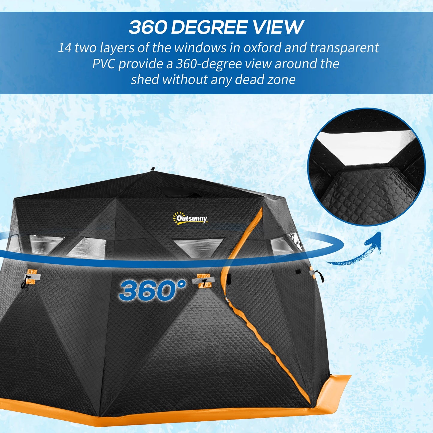 4 Person Insulated Ice Fishing Shelter, Pop-Up Tent with Carry Bag, 2 Doors, Black Ice Fishing Tents at Gallery Canada