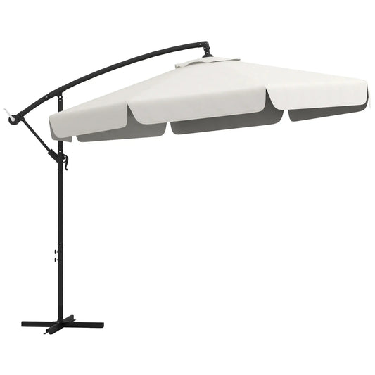 11 FT Cantilever Patio Umbrella, Cross Base, 8 Ribs, Cream White Offset Cantilever Umbrellas Cream at Gallery Canada