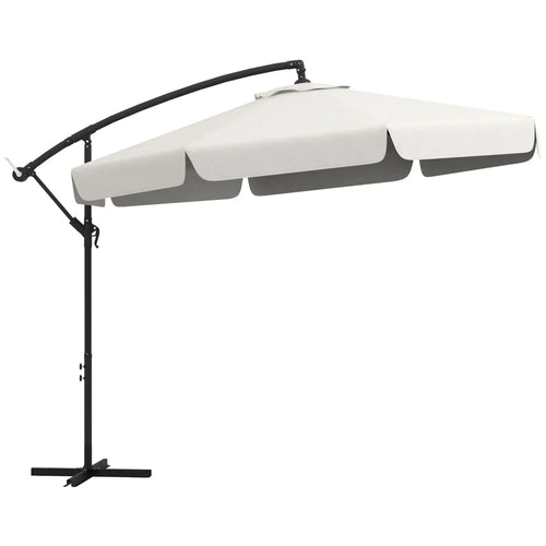 11 FT Cantilever Patio Umbrella, Cross Base, 8 Ribs, Cream White